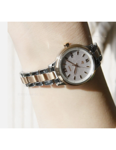 solar mujer Orient Women's iO NATURAL&PLAIN White Mother-of-Pearl Dial Solar Powered Metal Band RN-WG0415A